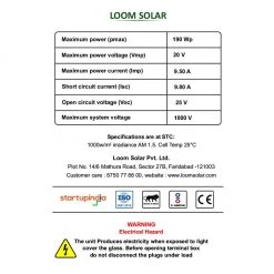 25 Years* Warranty Loom Solar Panel 190 Watt / 12 Volt Mono Perc Solar Panels