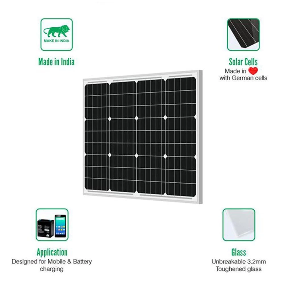 25 Years* Warranty Loom Solar Panel 50 Watt - 12 Volt Mono Perc Solar Panels